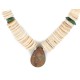 Certified Authentic Navajo .925 Sterling Silver Natural Graduated Melon Shell and Turquoise Native American Necklace 16073-3