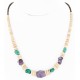 Certified Authentic Navajo .925 Sterling Silver Natural Graduated Melon Shell Turquoise Amethyst Native American Necklace 16078