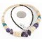Navajo .925 Sterling Silver Natural Graduated Melon Shell Turquoise Amethyst Native American Necklace 16080-2