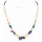 Navajo .925 Sterling Silver Natural Graduated Melon Shell Turquoise Amethyst Native American Necklace 16080-2