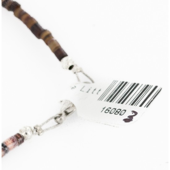Certified Authentic Navajo .925 Sterling Silver Natural Graduated Melon Shell Turquoise Coral Native American Necklace 16080-3