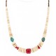 Certified Authentic Navajo .925 Sterling Silver Natural Graduated Melon Shell Turquoise Coral Native American Necklace 16080-3