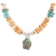 Certified Authentic Navajo .925 Sterling Silver Natural Graduated Melon Shell Turquoise Native American Necklace 16061-3