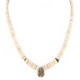 Navajo .925 Sterling Silver Certified Authentic Natural Graduated Melon Shell Turquoise Native American Necklace 16073-2