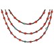 Certified Authentic 3 Strand Navajo .925 Sterling Silver Natural Turquoise Coral Native American Necklace 18110