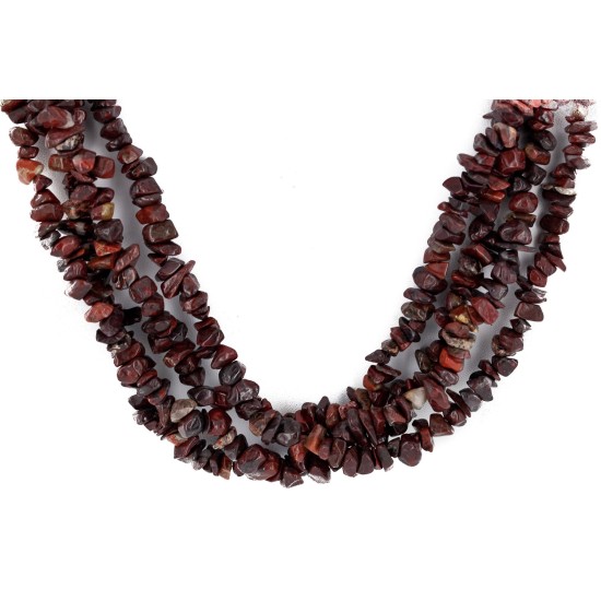 Certified Authentic 4 Strand Navajo .925 Sterling Silver Natural Jasper Native American Necklace 16007