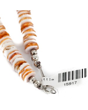 Certified Authentic Navajo .925 Sterling Silver Natural Spiny Oyster and Turquoise Native American Necklace 015917