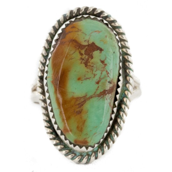 .925 Sterling Silver Handmade Certified Authentic Navajo Natural Turquoise Native American Ring  17006-2
