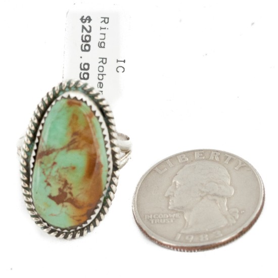 .925 Sterling Silver Handmade Certified Authentic Navajo Natural Turquoise Native American Ring  17006-2