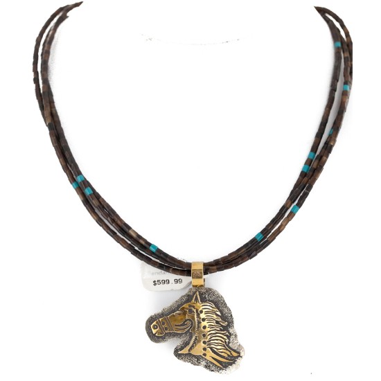 .925 Sterling Silver and 12kt Gold Filled Handmade Horse Certified Authentic Navajo Turquoise Heishi Native American Necklace 24204-15295 .925 Sterling Silver and 12kt Gold Filled Handmade Horse Certified Authentic Navajo Turquoise Heishi Native American Necklace 24204-15295