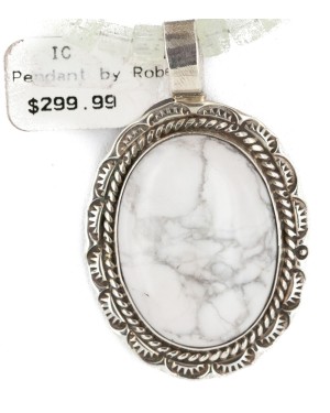 .925 Sterling Silver Handmade Certified Authentic Natural White Buffalo Native American Necklace 12709-2-16026-4