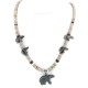 Bear Certified Authentic Navajo .925 Sterling Silver Natural Graduated Melon Shell Turquoise Jasper Native American Necklace 16049-3