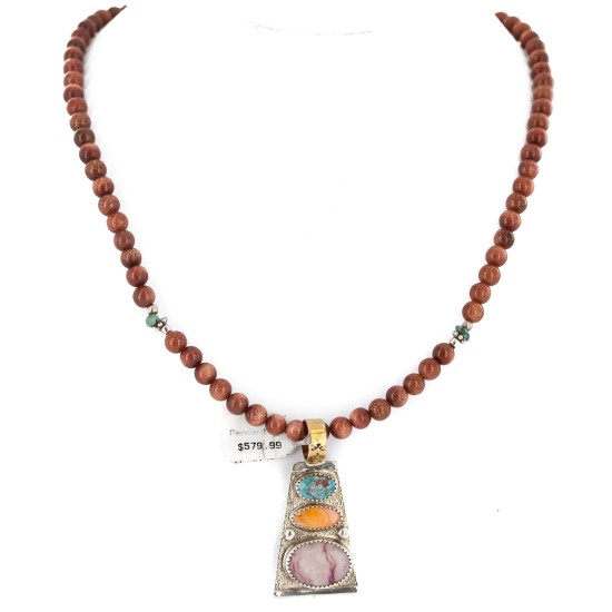 Certified Authentic 12kt Gold Filled and .925 Sterling Silver Handmade Multicolor Native American Necklace 24334-16028-9 Certified Authentic 12kt Gold Filled and .925 Sterling Silver Handmade Multicolor Native American Necklace 24334-16028-9