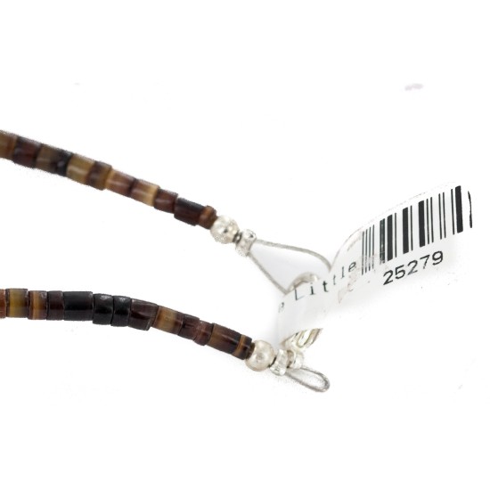 Certified Authentic 3 Strand Navajo .925 Sterling Silver Natural Gaspeite Native American Necklace 25279-0