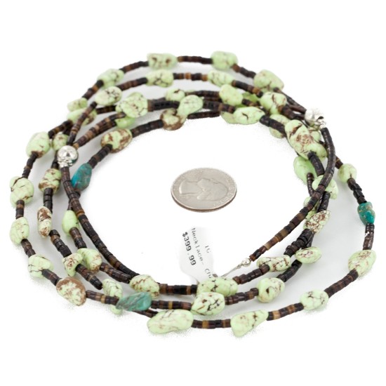 Certified Authentic 3 Strand Navajo .925 Sterling Silver Natural Gaspeite Native American Necklace 25279-0