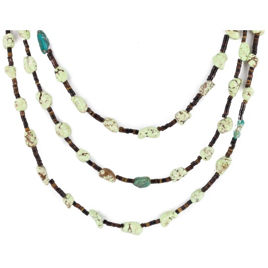 Certified Authentic 3 Strand Navajo .925 Sterling Silver Natural Gaspeite Native American Necklace 25279-0