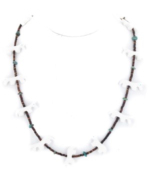Certified Authentic Navajo .925 Sterling Silver Natural Heishi Turquoise Alabaster Native American Necklace 25216-2