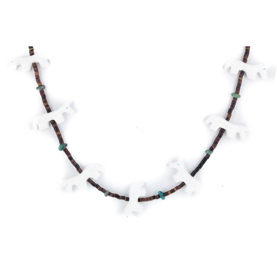 Certified Authentic Navajo .925 Sterling Silver Natural Heishi Turquoise Alabaster Native American Necklace 25216-2