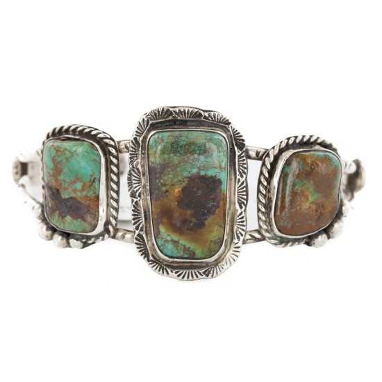 Handmade Certified Authentic Navajo .925 Sterling Silver Natural Turquoise Native American Bracelet  12818-1