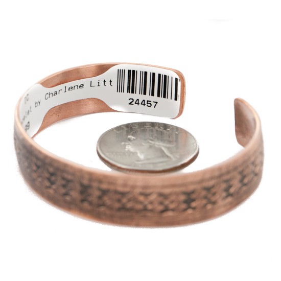Handmade Certified Authentic Navajo Pure Copper Native American Bracelet 24457-4