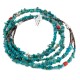 3 Strand Certified Authentic Navajo .925 Sterling Silver Natural Turquoise and Coral Native American Necklace 25281