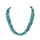 3 Strand Certified Authentic Navajo .925 Sterling Silver Natural Turquoise and Coral Native American Necklace 25281