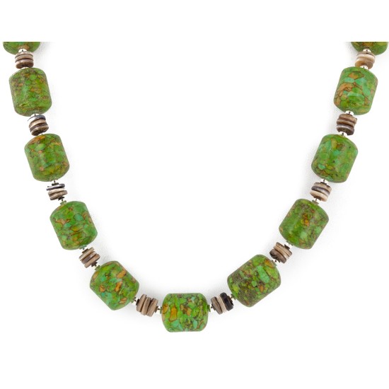 Carved Horse Fetish Certified Authentic Navajo .925 Sterling Silver Natural Jasper Gaspeite Native American Necklace 25102-2