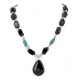 Certified Authentic Navajo .925 Sterling Silver Natural Roystone Turquoise Black Onyx Native American Necklace 15488 Certified Authentic Navajo .925 Sterling Silver Natural Roystone Turquoise Black Onyx Native American Necklace 15488