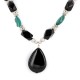 Certified Authentic Navajo .925 Sterling Silver Natural Roystone Turquoise Black Onyx Native American Necklace 15488 Certified Authentic Navajo .925 Sterling Silver Natural Roystone Turquoise Black Onyx Native American Necklace 15488
