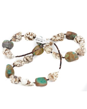 Certified Authentic Navajo .925 Sterling Silver White Howlite and Turquoise Native American Necklace 25101-1