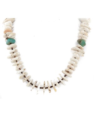 Certified Authentic Navajo .925 Sterling Silver White Howlite and Turquoise Native American Necklace 25101 Certified Authentic Navajo .925 Sterling Silver White Howlite and Turquoise Native American Necklace 25101