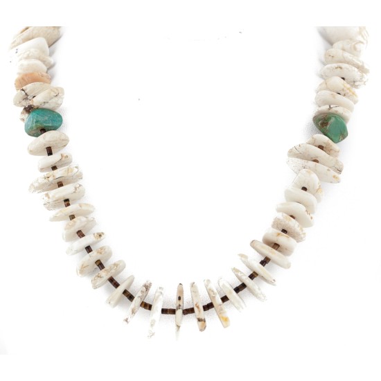 Certified Authentic Navajo .925 Sterling Silver White Howlite and Turquoise Native American Necklace 25101 Certified Authentic Navajo .925 Sterling Silver White Howlite and Turquoise Native American Necklace 25101