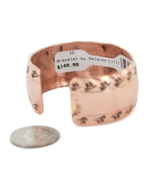 Handmade Certified Authentic Hammered Horse Navajo Pure Copper Native American Bracelet 12868-3