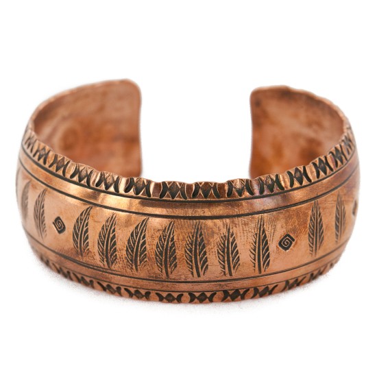 Handmade Feather Certified Authentic Navajo Pure Copper Native American Bracelet 12869-1