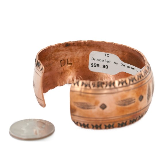 Handmade Feather Certified Authentic Navajo Pure Copper Native American Bracelet 12869-1
