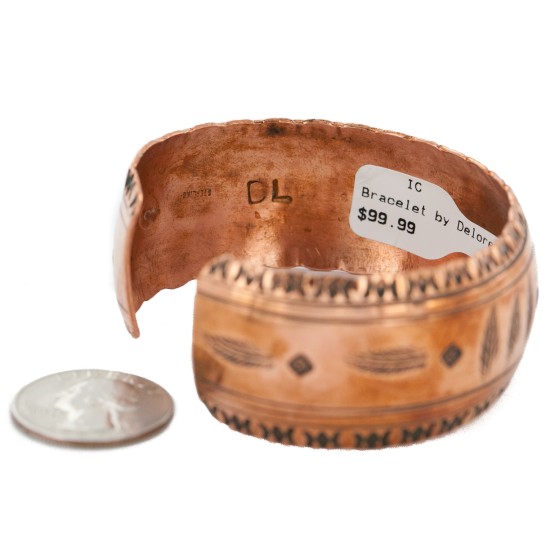 Handmade Feather Certified Authentic Navajo Pure Copper Native American Bracelet 12869-1