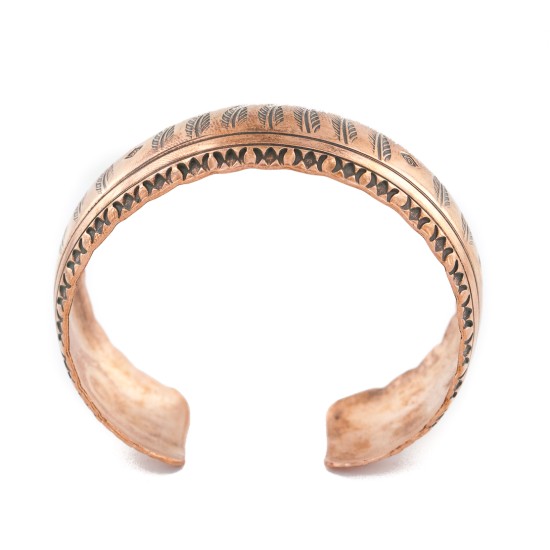 Handmade Feather Certified Authentic Navajo Pure Copper Native American Bracelet 12869-1