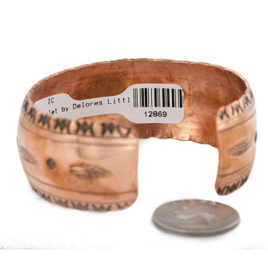 Handmade Feather Certified Authentic Navajo Pure Copper Native American Bracelet 12869-1