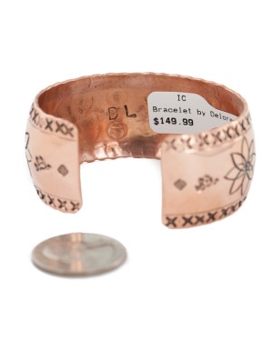 Handmade Flower Certified Authentic Navajo Pure Copper Native American Bracelet 12868-10