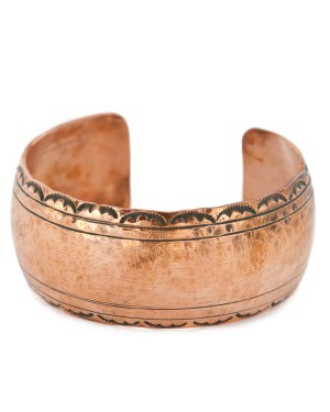 Handmade Hammered Certified Authentic Navajo Pure Copper Native American Bracelet  12868-9