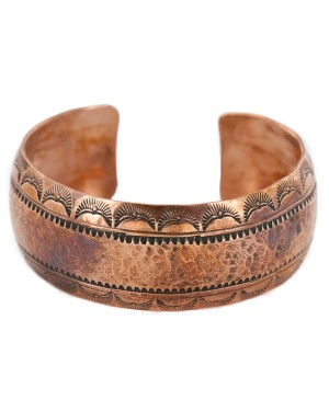 Handmade Hammered Certified Authentic Navajo Pure Copper Native American Bracelet  12869-2