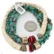 3 Strand Navajo .925 Sterling Silver Natural Turquoise Coral Native American Necklace 750134-0