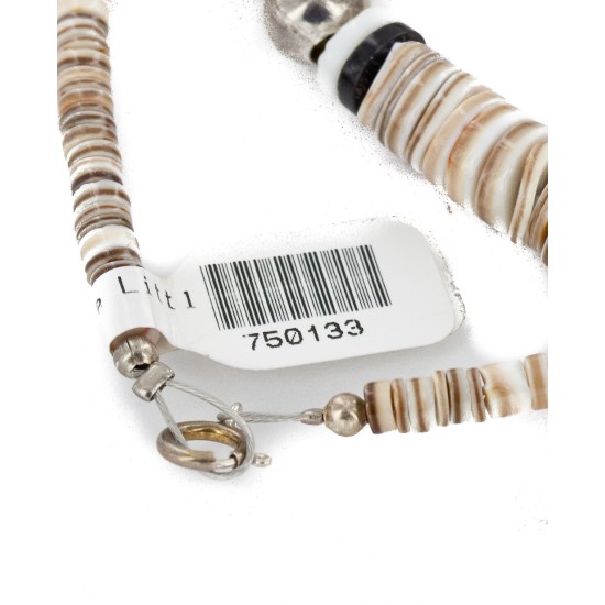 Certified Authentic Horse Navajo .925 Sterling Silver Natural Turquoise Alabaster Graduated Melon Shell Native American Necklace 750133