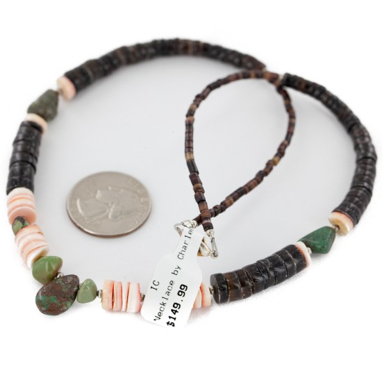 Navajo Certified Authentic .925 Sterling Silver Natural Graduated Heishi Turquoise Native American Necklace 15948-0