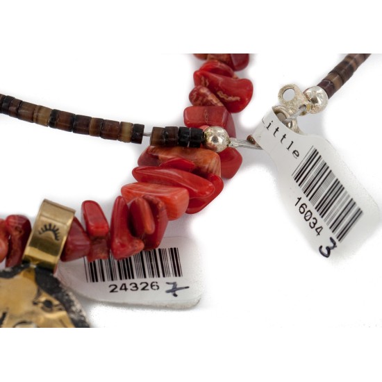 Certified Authentic 12kt Gold Filled .925 Sterling Silver Handmade Horsehead Coral Native American Necklace 24326-7-16034-3 Certified Authentic 12kt Gold Filled .925 Sterling Silver Handmade Horsehead Coral Native American Necklace 24326-7-16034-3