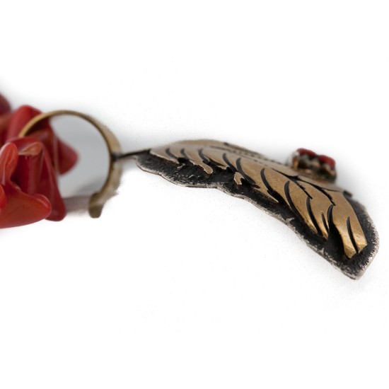 Certified Authentic 12kt Gold Filled .925 Sterling Silver Handmade Horsehead Coral Native American Necklace 24326-7-16034-3 Certified Authentic 12kt Gold Filled .925 Sterling Silver Handmade Horsehead Coral Native American Necklace 24326-7-16034-3