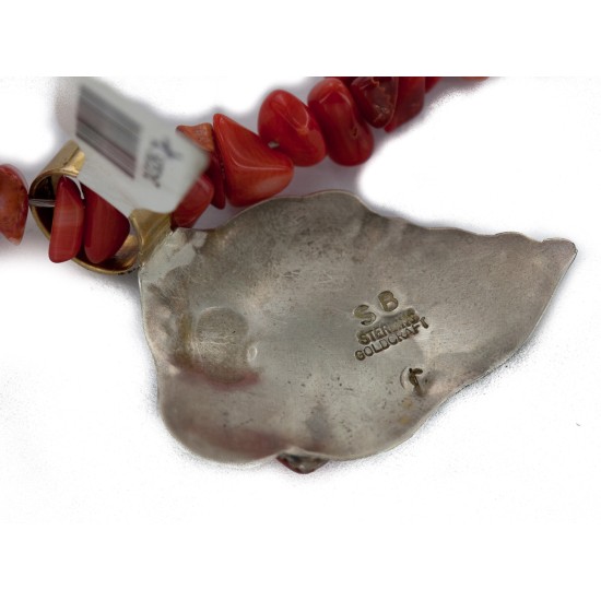 Certified Authentic 12kt Gold Filled .925 Sterling Silver Handmade Horsehead Coral Native American Necklace 24326-7-16034-3 Certified Authentic 12kt Gold Filled .925 Sterling Silver Handmade Horsehead Coral Native American Necklace 24326-7-16034-3