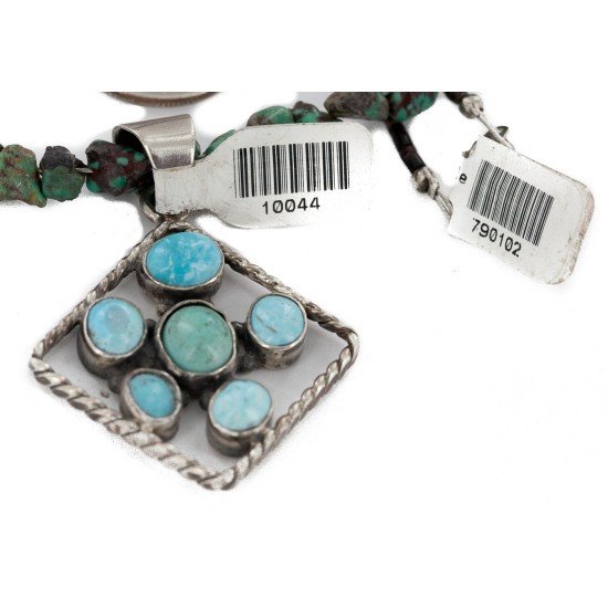 Certified Authentic .925 Sterling Silver Handmade Navajo Turquoise Native American Necklace 10044-790102