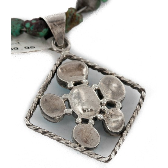 Certified Authentic .925 Sterling Silver Handmade Navajo Turquoise Native American Necklace 10044-790102