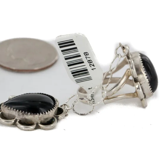 Large Handmade Navajo .925 Sterling Silver Natural Black Onyx Hand Chain Bracelet Native American Ring 12878 Large Handmade Navajo .925 Sterling Silver Natural Black Onyx Hand Chain Bracelet Native American Ring 12878